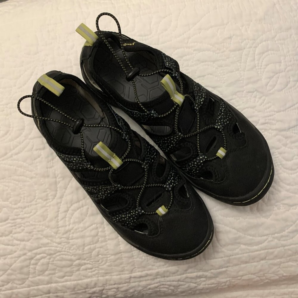 Green athletic shoes